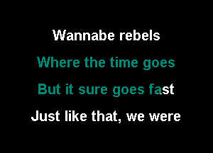 Wannabe rebels

Where the time goes

But it sure goes fast

Just like that, we were