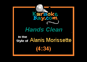 Kafaoke.
Bay.com
N

Hands Ciean

In the

Style 01 Alanis Morissette
(4z34)