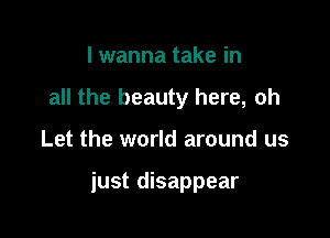 I wanna take in
all the beauty here, oh

Let the world around us

just disappear