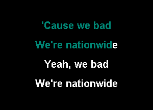 'Cause we bad

We're nationwide

Yeah, we bad

We're nationwide