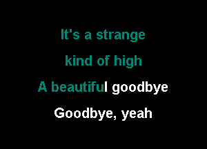 It's a strange
kind of high

A beautiful goodbye

Goodbye, yeah