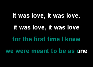 It was love, it was love,
it was love, it was love
for the first time I knew

we were meant to be as one