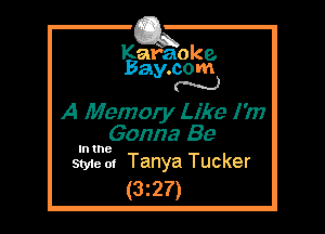 Kafaoke.
Bay.com
N

A Memozy Like I 'm
Gonna Be

In the

Style at Tanya Tucker
(3z27)
