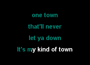 one town
that'll never

let ya down

It's my kind of town