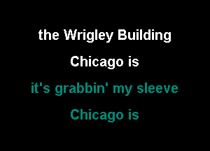 the Wrigley Building

Chicago is

it's grabbin' my sleeve

Chicago is