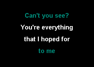 Can't you see?

You're everything

that I hoped for

to me