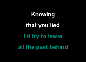 Knowing

that you lied
I'd try to leave
all the past behind