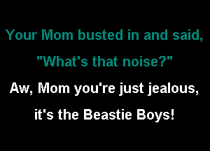 Your Mom busted in and said,
What's that noise?
Aw, Mom you're just jealous,

it's the Beastie Boys!