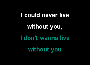 I could never live
without you,

I don't wanna live

without you