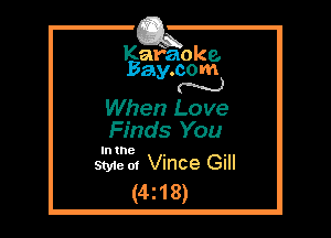 Kafaoke.
Bay.com
N

When Love
Finds You

In the

Style 01 Vince Gill
(4218)
