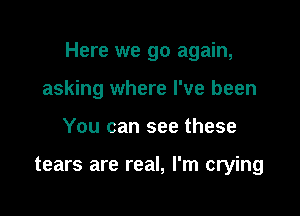 Here we go again,

asking where I've been
You can see these

tears are real, I'm crying