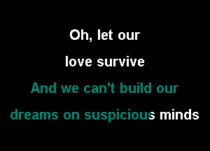 Oh, let our
love survive

And we can't build our

dreams on suspicious minds