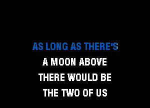 AS LONG AS THERE'S

11 M00 ABOVE
THERE WOULD BE
THE TWO OF US