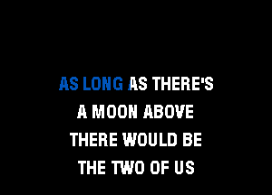 AS LONG AS THERE'S

11 M00 ABOVE
THERE WOULD BE
THE TWO OF US