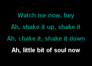 Watch me now, hey

Ah, shake it up, shake it

Ah, ahake it, shake it down

Ah, little bit of soul now