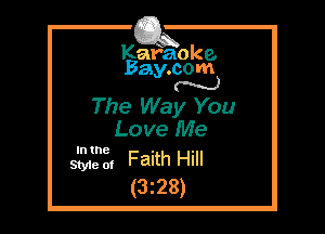 Kafaoke.
Bay.com
N

The Way You
Love Me

5332, Faith Hill
(3z28)