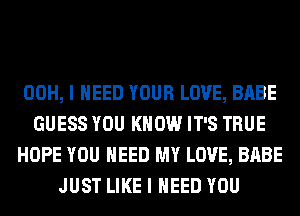 00H, I NEED YOUR LOVE, BABE
GUESS YOU KNOW IT'S TRUE
HOPE YOU NEED MY LOVE, BABE
JUST LIKE I NEED YOU