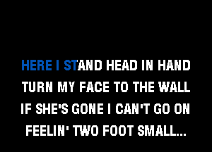 HERE I STAND HEAD IN HAND
TURN MY FACE TO THE WALL
IF SHE'S GONE I CAN'T GO ON
FEELIH' TWO FOOT SMALL...