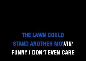 THE LAWN COULD
STAND HHOTHER MOWIH'
FUNNY I DON'T EVEN CARE