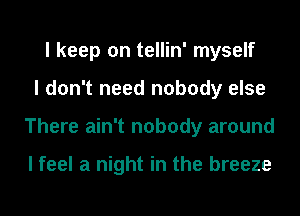 I keep on tellin' myself
I don't need nobody else
There ain't nobody around

I feel a night in the breeze