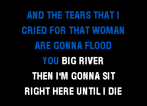 AND THE TEARS THAT I
ORIED FOR THAT WOMAN
ARE GONNA FLOOD
YOU BIG RIVER
THEN I'M GONNA SIT

RIGHT HERE UHTILI DIE l