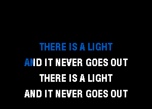 THERE IS A LIGHT
AND IT NEVER GOES OUT
THERE IS A LIGHT

AND IT NEVER GOES OUT I