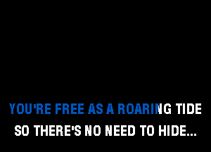 YOU'RE FREE AS A ROARIHG TIDE
SO THERE'S NO NEED TO HIDE...