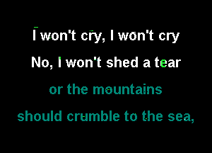 fwon't cry, I won't cry

No, lwon't shed a tear
or the mountains

should crumble to the sea,