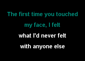 The first time you touched

my face, I felt
what I'd never felt

with anyone else