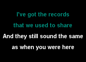 I've got the records
that we used to share
And they still sound the same

as when you were here