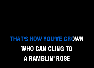 THAT'S HOW YOU'VE GROWN
WHO CAN CLIHG TO
A RAMBLIH' ROSE