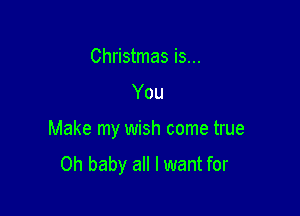Christmas is...

You

Make my wish come true
Oh baby all I want for