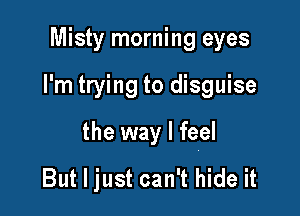Misty morning eyes

I'm trying to disguise

the way I feel
But I just can't hide it