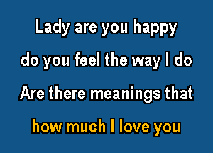Lady are you happy
do you feel the way I do

Are there meanings that

how much I love you