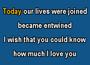 Today our lives were joined
became entwined

lwish that you could know

how much I love you