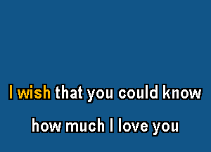 lwish that you could know

how much I love you