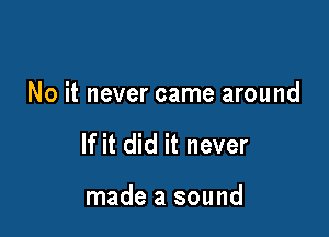 No it never came around

If it did it never

made a sound