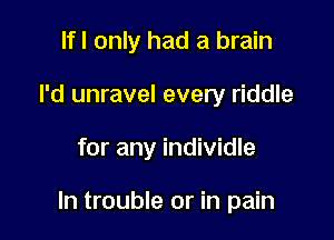 If I only had a brain

I'd unravel every riddle

for any individle

In trouble or in pain
