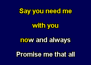 Say you need me

with you

now and always

Promise me that all
