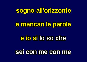 sogno all'orizzonte

e mancan le parole

e io si lo so che

sei con me con me