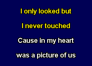 I only looked but

I never touched

Cause in my heart

was a picture of us