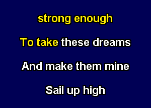 strong enough
To take these dreams

And make them mine

Sail up high