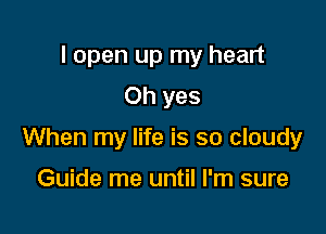 I open up my heart
Oh yes

When my life is so cloudy

Guide me until I'm sure