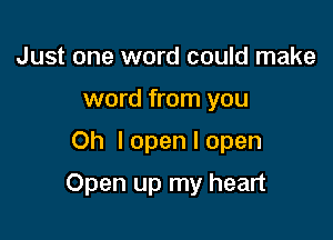 Just one word could make
word from you

Oh I open I open

Open up my heart