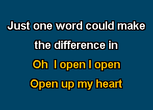 Just one word could make
the difference in

Oh I open I open

Open up my heart