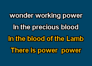 wonder working power
In the precious blood
In the blood of the Lamb

There is power power