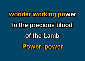 wonder working power
In the precious blood
of the Lamb

Power power