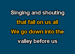 Singing and shouting
that fall on us all

We go down into the

valley before us