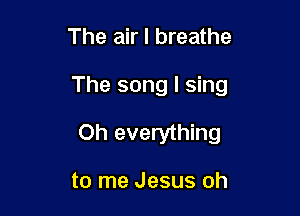 The air I breathe

The song I sing

Oh everything

to me Jesus oh