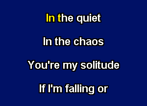 In the quiet
In the chaos

You're my solitude

If I'm falling or